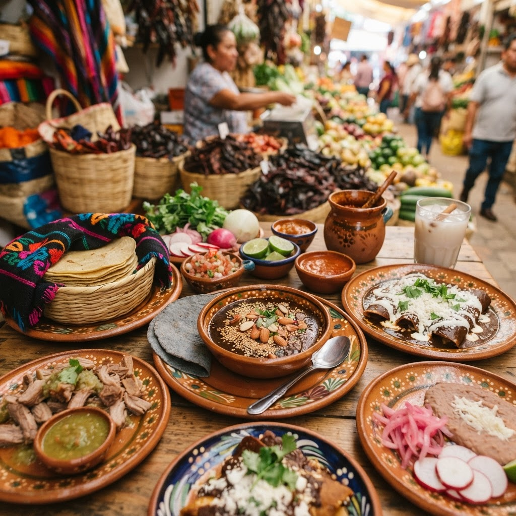 Gastronomía tradicional mexicana en cerámica artesanal